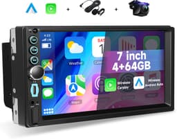 Boscer Autoradio 2Din Universeel - Android 15 - Apple Carplay & Android Auto (Draadloos) - 7 Inch HD Touchscreen - 4+64GB - GPS Navigatiesysteem - USB, USB-C, Aux, SD, WiFi, Bluetooth - MP5 - Achteruitrijcamera & Microfoon — thumbnail 1
