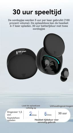 Draadloze oordopjes -bluetooth oordopjes-Bluetooth 5.3 - Sleep Plugs - Noise Cancelling - Kleinste Oortjes - Geschikt voor elke laptop en smartphone - zwart — thumbnail 2