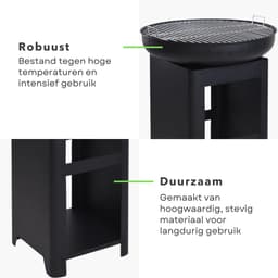 BBQ Grill met Opslag en Vuurkorf - Grillring - Plancha - Grote Grilschaal en Houtskool Grillplaat - Houtskoolbarbecue - Hoge BBQ — thumbnail 5