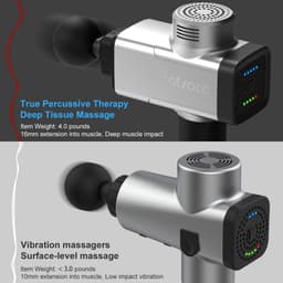 Massagepistool - 5 snelheden - draadloos handmassageapparaat - diepe weefsels - spieren - percussie-massageapparaat - Quiet-Glide-technologie - zilver — thumbnail 4