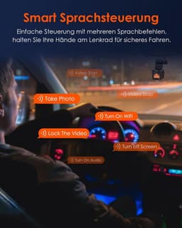 Mini Dashcam WiFi-dashcam draadloze en spraakgestuurde autocamera met HDR-nachtzicht GPS 24-uurs bufferparkeerbewaking 154 inch G-sensor met 160° lusopname max. 512 GB - E1 1944P - beste kwaliteit dashcam — thumbnail 4