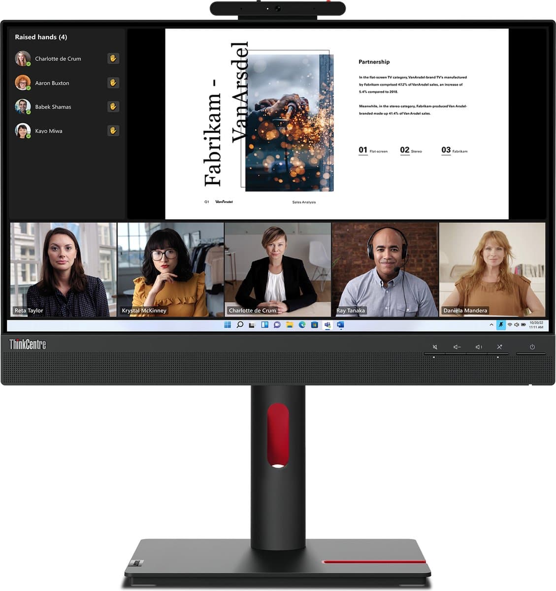 Lenovo ThinkCentre Tiny-In-One 22 computer monitor 54,6 cm (21.5") 1920 x 1080 Pixels Full HD LED Touchscreen Zwart — afbeelding 1