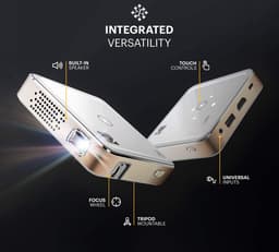 Ultra Mini draagbare projector 75 - HD LED DLP oplaadbare projector 100" scherm ingebouwde luidspreker - HDMI USB en Micro SD - compact en draagbaar - voor thuisbioscoop Mini Beamer — thumbnail 4