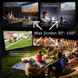 SnelShoppen - Portable Beamer 4K - Mini Projector met WiFi 6, BT 5.4, Android TV, Automatische Focus, Full HD 1080P, HiFi Speaker, Korte Focale Lengte — thumbnail 2