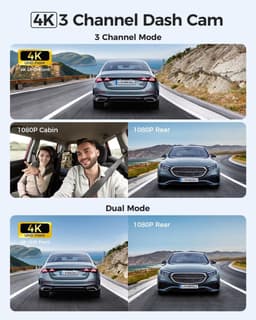 SnelShoppen - V630 Dashcam 4K + 1080p + 1080p, Mini Auto Camera met 2.4 Inch IPS, GPS, 24 Uur Parkeerbescherming, Ultra Nachtzicht en 170° Hoek — thumbnail 2