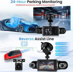 SnelShoppen - 2K Auto Dash Cam 360° met 5 GHz WiFi, 4 Camera's, 8 IR Nachtzicht, 3 Inch IPS Touchscreen, G-sensor, Parkeermonitor, Achteruitrijhulp — thumbnail 4