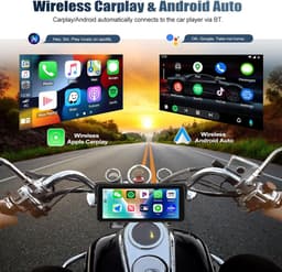 SnelShoppen - 8,1 inch HD motorfiets dashcam met dubbele camera voor-achter, draadloos, IP68, Bluetooth, CarPlay, Android Auto, universeel DVR met EQ- — thumbnail 5