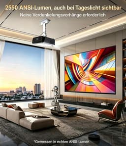 SnelShoppen - 4K Beamer 2550ANSI - Slimme Projector - Draadloos Verbinden met Mobiele Telefoons - Ideaal voor Kantoor, Filmavonden, Kinderentertainmen — thumbnail 2