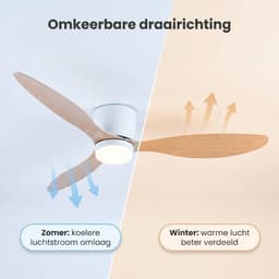 Plafondventilator - Met Verlichting - Plafond Ventilator - Met Lamp - Plafonniere Met Ventilator - Met Licht - Hout - 132cm — thumbnail 4