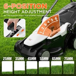 Accugrasmaaier – Elektrische Grasmaaier – Duwmaaier – Maaier – Tuingereedschap – Borstelloze Motor – 37 cm Maaibreedte met 40L Opvangbak — thumbnail 4