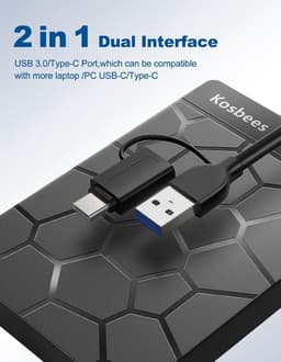 Externe Harde Schijf - Draagbare Opslag - Bestanden Opslaan - Plug and Play - 1 TB - Zwart — thumbnail 3