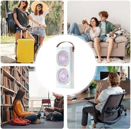 Deze universele bureauventilator heeft drie windsnelheden, meerdere ventilatorkoppen en een ingebouwde oplaadbare batterij van 1200 mAh. Geschikt voor warme weersomstandigheden zoals studentenkamers, scholen, campings, stranden en picknicks. — thumbnail 4
