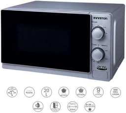 Magnetron met Grill - Compacte Oven - Snel Eten - 9 Vermogensstanden - 20 Liter - Zilver — thumbnail 4
