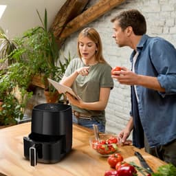 QORA® Mini airfryer - Airfryer - Airfryer klein - Zwart - ‎26cm x 30cm x 35cm — thumbnail 4