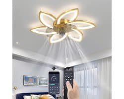 Plafondventilator met dimbare verlichting en afstandsbediening – Creatieve bloemvormige lamp 70W