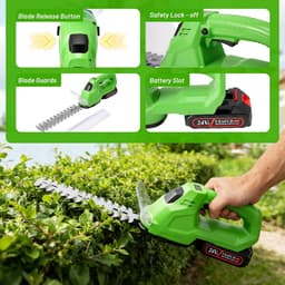 SnelShoppen - 2-in-1 Accu Heggenschaaf en Grasmaaier 21 V Borstelloos met 2 Accu's en Oplader, Elektrische Hegefrees met 2 Bladen (32 cm Heggenmes + 1 — thumbnail 2