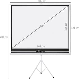 COVREO Beamer doek met statief 84 inch 171 x 131 cm wit, verstelbaar — thumbnail 3