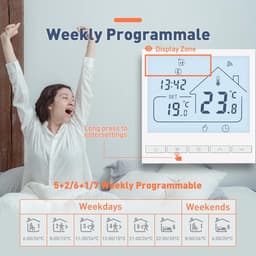 Slimme Thermostaat - Kamerthermostaat Verwarming - Energie Besparen - Wifi & Spraakbesturing - 3A 240V - Wit — thumbnail 5