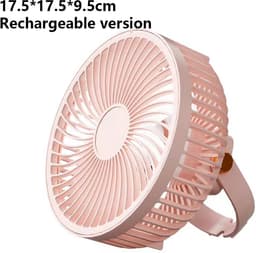 Draagbare oplaadbare bureauventilator met ledverlichting en haken – ventilator met 1200 mAh-accu voor tenten en reizen — thumbnail 4
