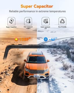 Dashcam voor auto - Zwart - 10 inch - Spiegel met 4K Voorcamera en 1080P Achtercamera - Met ADAS, GPS en Wifi — thumbnail 5