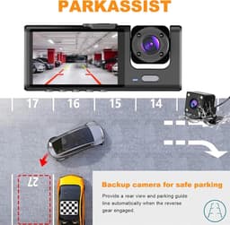Dashcam voor auto - Zwart - 10,5 x 4,2 cm - 3 Camera's met Nachtzicht en G-sensor - Voor Veilig Rijden — thumbnail 4