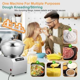 Commerciële Deegmixer - Bloem Mengmachine - Brood en Pizza Deeg - Dubbele Rotatie - 5KG - Zilver — thumbnail 3