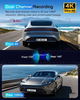Dashcam voor auto - Zwart - 3,69 inch IPS-scherm - 4K Dual Camera met CPL-filter en 64 GB SD-kaart - Voor veilig rijden en parkeren — thumbnail 4
