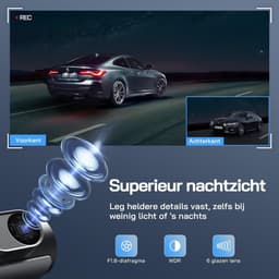 Dashcam voor auto - Zwart - 4K Ultra HD - Met Achtercamera en Nachtzicht - Voor Veilig Rijden — thumbnail 3
