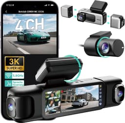 Dashcam voor auto - Zwart - G980H 4CH zonder kaart - 4-kanaals 3K + 3 x 1080p met GPS en 3,18 inch IPS-scherm - Voor volledige rijveiligheid — thumbnail 1