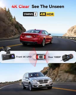 Dashcam voor auto - Zwart - 3,18 inch IPS Scherm - 4K WiFi GPS Autocamera met Nachtzicht en Parkeermonitor — thumbnail 2