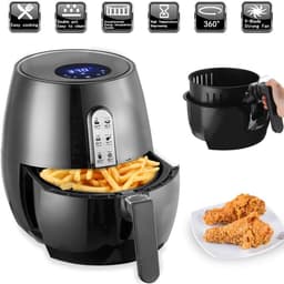 Airfryer XXL - Hete Lucht Friteuse - Gezond Frituren - Olievrij Bakken - 5.2 liter - Zwart — thumbnail 4