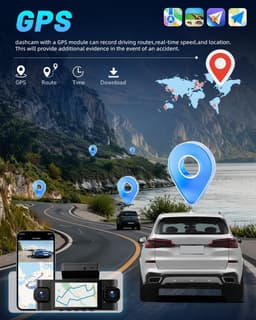 SnelShoppen - 4 Lens Dashcam 2K met Wi-Fi, GPS, 360° Opname, Nachtzicht, G-Sensor, Loop Recording + 64GB TF Card voor Auto, Voertuig en Rides — thumbnail 3