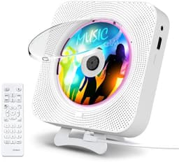 CD-speler - Bluetooth mini-luidspreker - Ingebouwde hifi-luidsprekers - Met display - Bureau - Inclusief standaard - Albumspeler - Geschikt voor volwassenen en kinderen - Werkt op netstroom - Draagbaar - KC-909 - Wit — thumbnail 1
