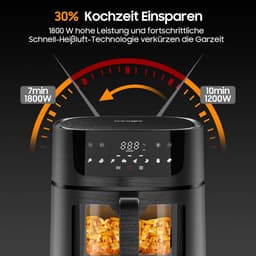 Heteluchtfriteuse XXL - Airfryer zonder olie - Gezond Koken - Groot kijkvenster - 9 Liter capaciteit - Zwart — thumbnail 3