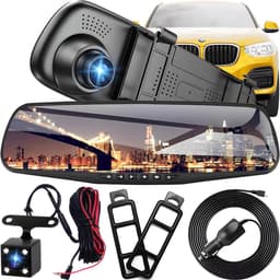 Autospiegel Camera - Dashcam Set - Veilige Rit - Full HD Opname - 4.3 Inch Display - Zwart — thumbnail 1