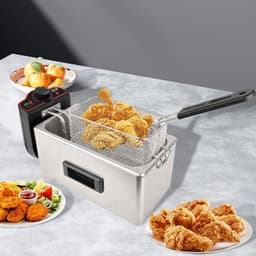 Elektrische Friteuse - Olie Friteuse - Thuis Frituren - Roestvrij Staal - 3 Liter - Zilver — thumbnail 3