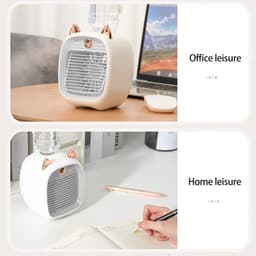 USB - in - Luchtbevochtiger en LED Lamp - 3 - 1 Mini Bureauventilator - Luchtkoeler met Verneveling en Nachtlampje - oplaadbare Tafelventilator met 3 Snelheden - Grijs — thumbnail 5
