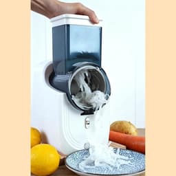 Elektrische Rasp - Keuken Snijmachine - Maaltijdvoorbereiding - 3 Snij Kegels - 15x18x15 cm - Wit — thumbnail 5