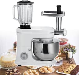 Elektrische Keukenmixer - Standmixer Deegmixer - Bakken en Koken - 3-in-1 Multifunctioneel - 6 Liter Kom - Zilver — thumbnail 1