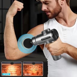 Massagepistool - Spiermassager - Spierherstel - 8 Koppen 99 Snelheden - 13mm Diepte - Grijs — thumbnail 4