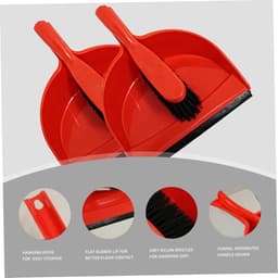 Stofblik en Borstel - Veegset - Snel Opruimen - Rubberen Lip Ontwerp - 2 Sets - Rood — thumbnail 2