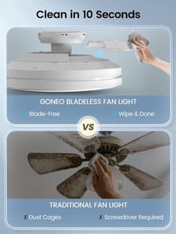 Plafondventilator Bladloze Ventilator Plafondventilator Met Licht Ventilator Met LED – Stil 30W DC Motor – Dimbaar LED Licht 3 Kleuren — thumbnail 3