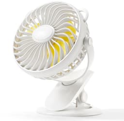 Gaiatop draagbare clip-ventilator op batterijen – Klein, krachtig, stil, 3 snelheden, 360° draaibaar, USB-oplaadbaar, voor bureau, tafel, kantoor, kinderwagen of camping (zwart/blauw) — thumbnail 1