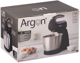 Argon Handmixer Zwart - met Standaard en RVS Mengkom - 300 W — thumbnail 2