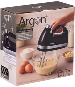 Argon Handmixer Zwart - Inclusief Garden en Deeghaken - 400 W — thumbnail 2