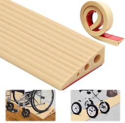 100 x 6,5 x 2,5 cm, deurdrempelhelling, pvc rolstoelhelling, antislip oppervlak, rubberen helling, oprijplaat, drempelhelling voor rolstoel, kinderwagen, rollator of e-scooter (bruin — thumbnail 1