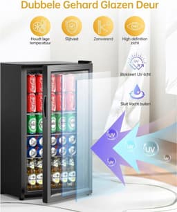 SP® Minibar - 86L Capaciteit - Mini Koelkast - Draagbare Koelkast - Zwart - 48cm x 44cm x 84cm — thumbnail 4