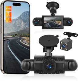 SnelShoppen - NHOPEEW 4-kanaals dashcam met 360° zicht - 3 inch 1080p auto dashcam met 4 camera's, loop-opname, G-sensoren, wifi-app, nachtzicht, 24-u — thumbnail 1