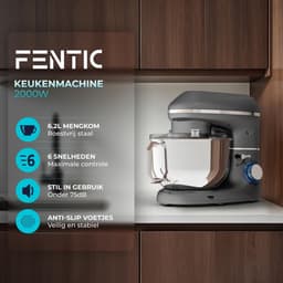 Keukenmachine - Mixer Robot - Bakken en Mixen - Krachtige 2000W Motor - 6.2 Liter - Antraciet — thumbnail 2
