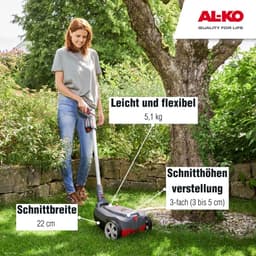 Accu Mulchmaaier - Compacte Grasmaaier - Gazon Onderhoud - Mulchfunctie - 22 cm Maaibreedte - Grijs — thumbnail 1